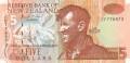 New Zealand 5 Dollars, (1992)